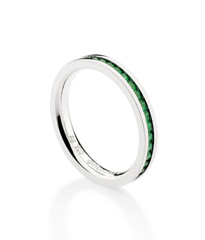 SILVER 925 STUDDED WEDDING BAND IN GREEN