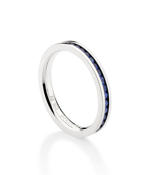 SILVER 925 STUDDED WEDDING BAND IN BLUE