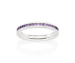 SILVER 925 STUDDED WEDDING BAND IN PURPLE