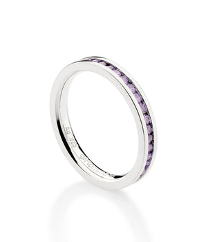 SILVER 925 STUDDED WEDDING BAND IN PURPLE