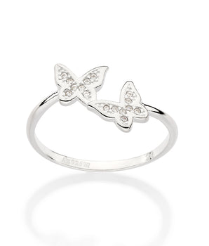 SILVER 925 DOUBLE BUTTERFLY SKINNY RING