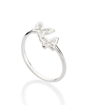 SILVER 925 DOUBLE BUTTERFLY SKINNY RING