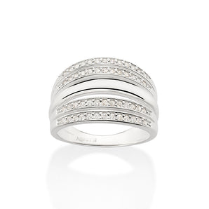 SILVER 925 STUDDED FOUR BAND MAXI RING