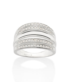 SILVER 925 STUDDED FOUR BAND MAXI RING