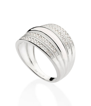 SILVER 925 STUDDED FOUR BAND MAXI RING