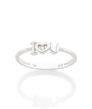 SILVER 925 I HEART U SKINNY RING