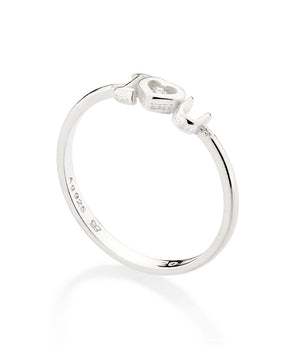 SILVER 925 I HEART U SKINNY RING