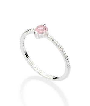 SILVER 925 PINK HEART SOLITAIRE RING