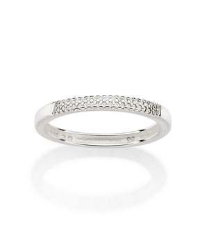 SILVER 925 HALF STUDDED WEDDING RING