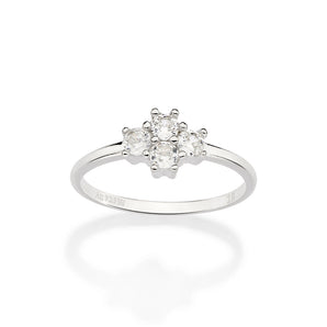 SILVER 925 BRIGHT FLOWER SKINNY RING