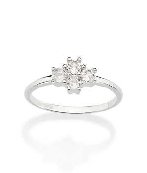 SILVER 925 BRIGHT FLOWER SKINNY RING