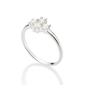 SILVER 925 BRIGHT FLOWER SKINNY RING