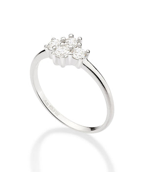 SILVER 925 BRIGHT FLOWER SKINNY RING