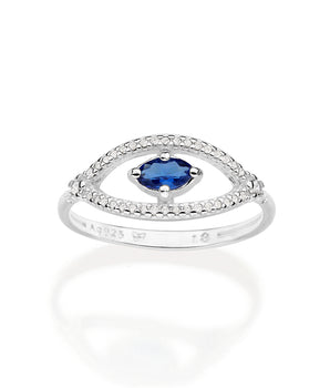 SILVER 925 GREEK EYE SKINNY RING