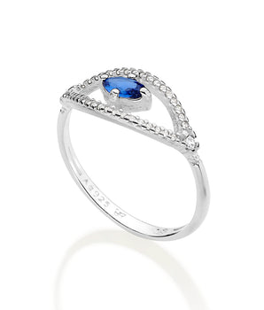 SILVER 925 GREEK EYE SKINNY RING