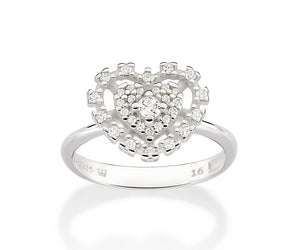 SILVER 925 HEART SOLITAIRE RING