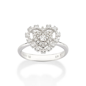 SILVER 925 HEART SOLITAIRE RING