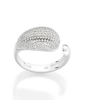 SILVER 925 DROPLET STUDDED ADJUSTABLE RING