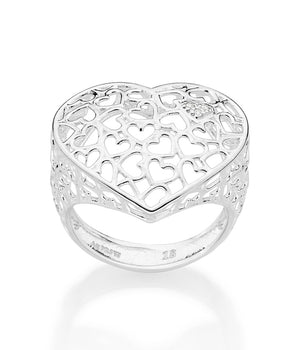 SILVER 925 MULTIPLE HEARTS MAXI RING