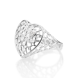 SILVER 925 MULTIPLE HEARTS MAXI RING