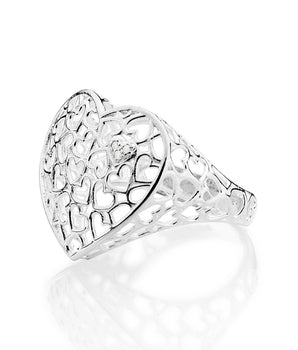SILVER 925 MULTIPLE HEARTS MAXI RING