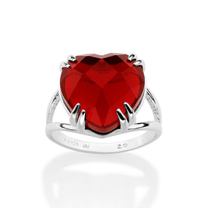 SILVER 925 RED HEART MAXI RING