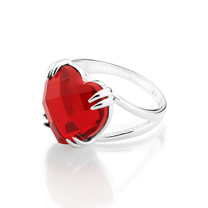 SILVER 925 RED HEART MAXI RING
