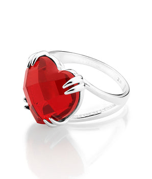 SILVER 925 RED HEART MAXI RING
