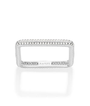 SILVER 925 FUTURISTIC SQUARE SKINNY RING