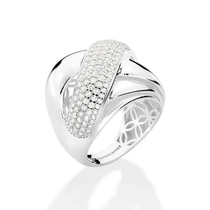 SILVER 925 CRISS CROSS STUDDED MAXI RING