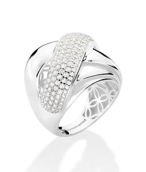 SILVER 925 CRISS CROSS STUDDED MAXI RING