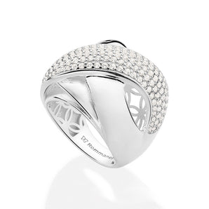 SILVER 925 CRISS CROSS STUDDED MAXI RING