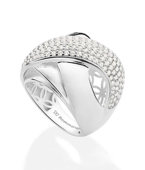 SILVER 925 CRISS CROSS STUDDED MAXI RING