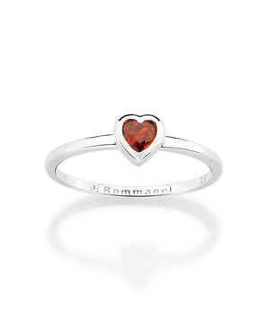 SILVER 925 RED HEART SOLITAIRE RING