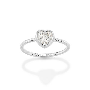 SILVER 925 HEARTLINE TWIST SKINNY RING