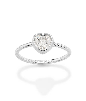 SILVER 925 HEARTLINE TWIST SKINNY RING