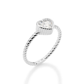 SILVER 925 HEARTLINE TWIST SKINNY RING