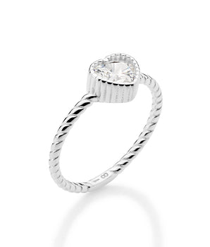 SILVER 925 HEARTLINE TWIST SKINNY RING