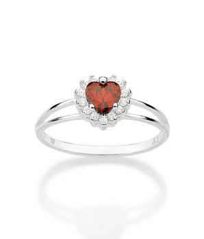 SILVER 925 HEART FIRE PROMISE RING