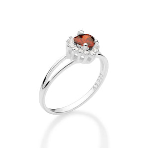 SILVER 925 HEART FIRE PROMISE RING