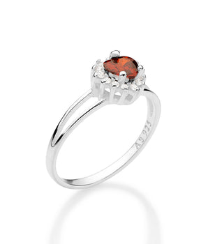 SILVER 925 HEART FIRE PROMISE RING