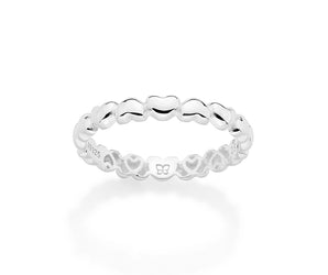 SILVER 925 WOVEN HEARTS SKINNY RING