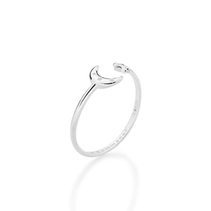 SILVER 925 MOON AND STAR ADJUSTABLE RING
