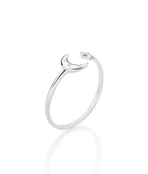 SILVER 925 MOON AND STAR ADJUSTABLE RING
