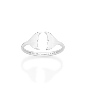 SILVER 925 WHALE TAIL ADJUSTABLE RING