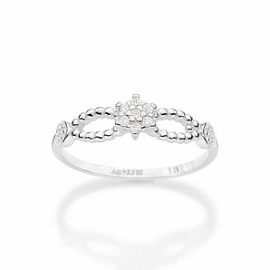 SILVER 925 STUDDED TURNS SKINNY RING