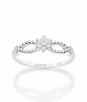SILVER 925 STUDDED TURNS SKINNY RING