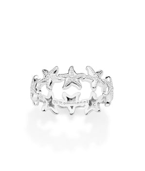 SILVER 925 STARFISH BAND RING
