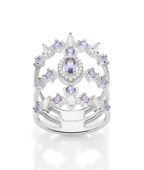 SILVER 925 STRUCTURED TRIPLE BAND MAXI RING