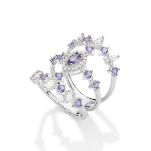 SILVER 925 STRUCTURED TRIPLE BAND MAXI RING